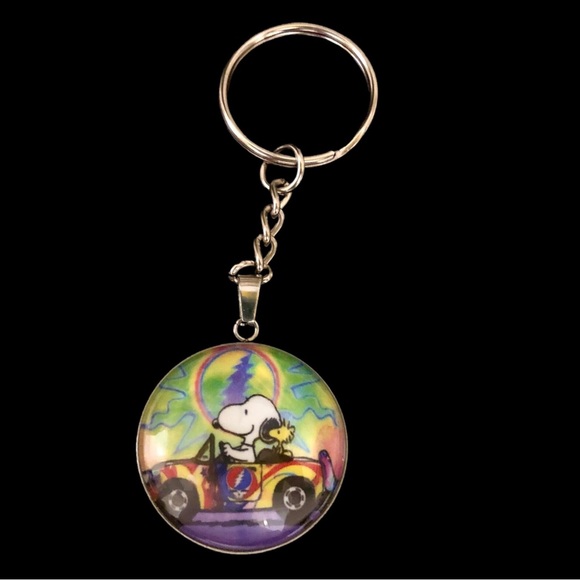 GRATEFUL DEAD SNOOPY WOODSTOCK Custom Glass Cabochon Keychain by BuyItWhenFound - Picture 6 of 11